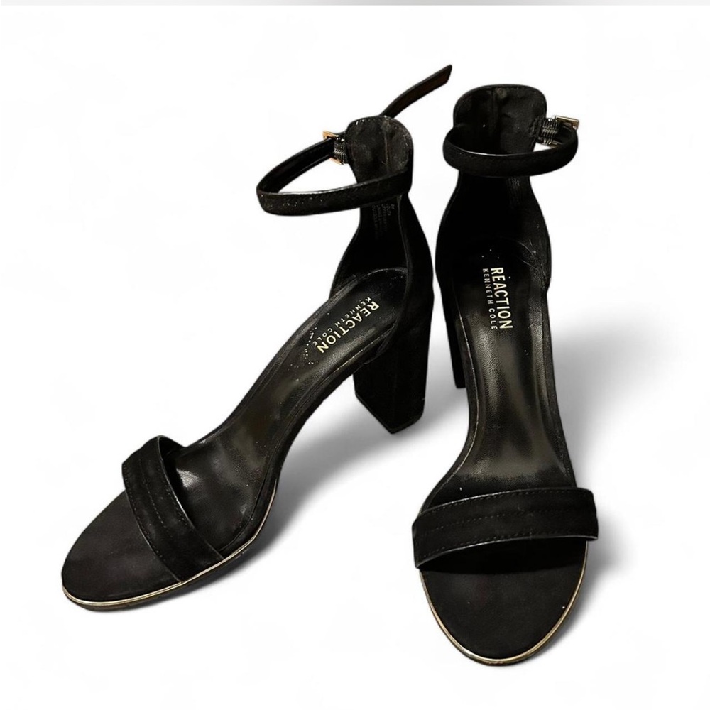 Kenneth Cole Reaction Black Ankle Strap Suede Heels